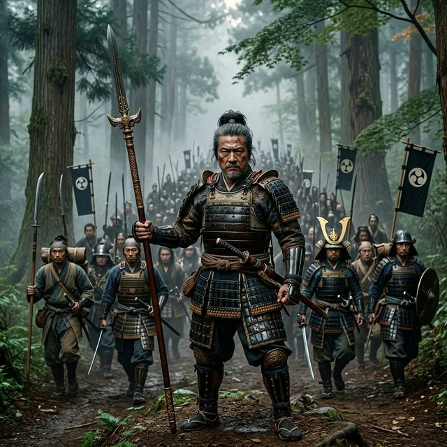 Historical Hattori Hanzō as a samurai military commander with spear — the real person behind the ninja myth, explored at the samurai ninja museum tokyo asakusa