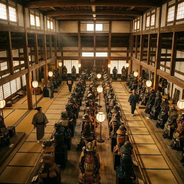 Samurai ninja museum tokyo asakusa hall interior — authentic Edo-period samurai armor collection at the samurai and ninja museum with experience